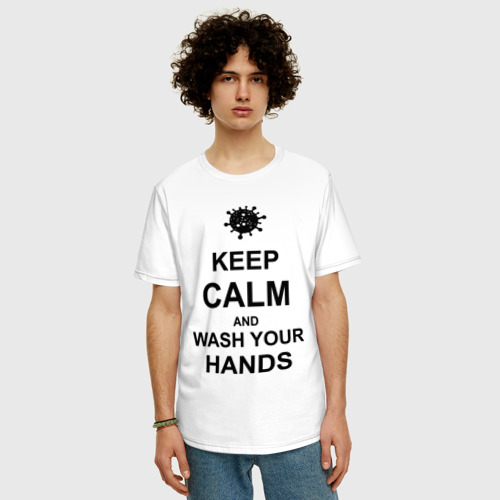 Мужская футболка хлопок Oversize Keep calm коронавирус, цвет белый - фото 3