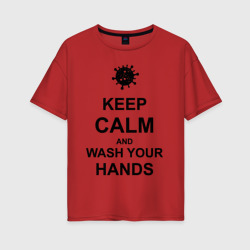 Женская футболка хлопок Oversize Keep calm коронавирус