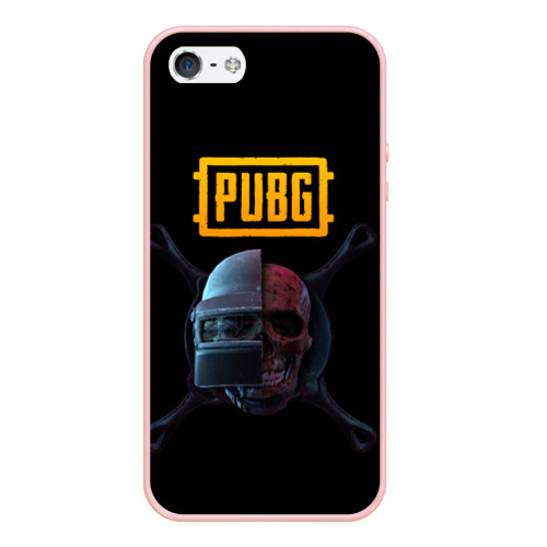 Чехол для iPhone 5/5S матовый PUBG, цвет светло-розовый