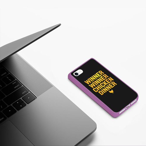 Чехол для iPhone 5/5S матовый PUBG Top #1, цвет фиолетовый - фото 5