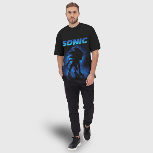 Мужская футболка oversize 3D Sonic in shadow, цвет 3D печать - фото 5