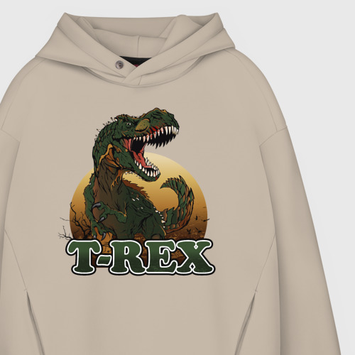 Мужское худи Oversize хлопок T-Rex, цвет миндальный - фото 4