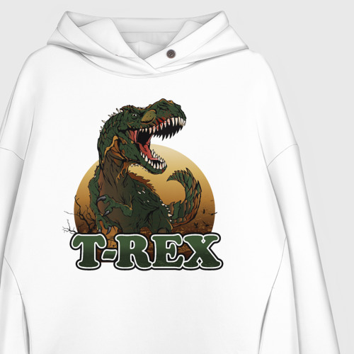 Женское худи Oversize хлопок T-Rex, цвет белый - фото 3