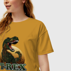 Женская футболка хлопок Oversize T-Rex - фото 2