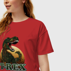 Женская футболка хлопок Oversize T-Rex - фото 2