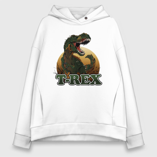 Женское худи Oversize хлопок T-Rex, цвет белый