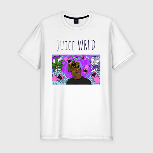 Мужская футболка хлопок Slim Juice WRLD, цвет белый