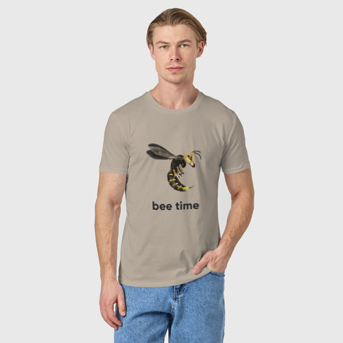 Мужская футболка хлопок Bee time, цвет миндальный - фото 3