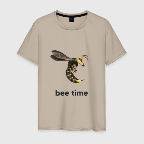 Мужская футболка хлопок Bee time, цвет миндальный