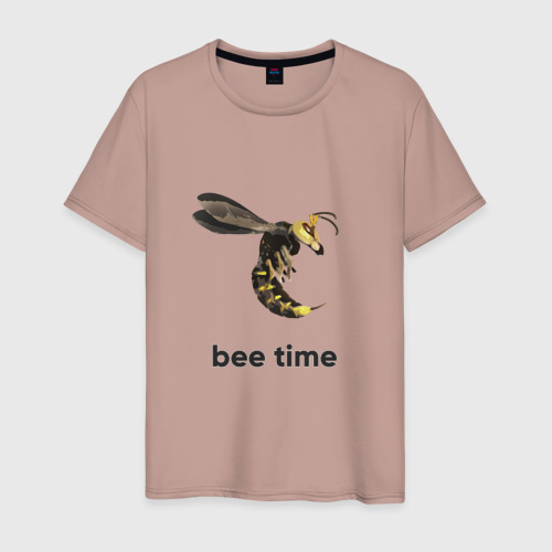 Мужская футболка хлопок Bee time, цвет пыльно-розовый