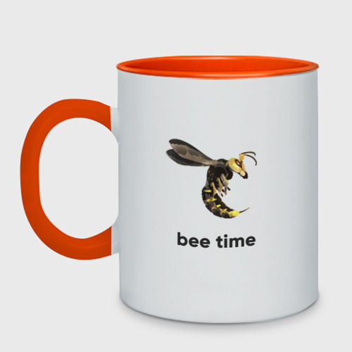 Кружка двухцветная Bee time, цвет белый + оранжевый