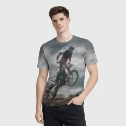 Мужская футболка 3D Мотокросс КТМ motocross KTM +спина - фото 2