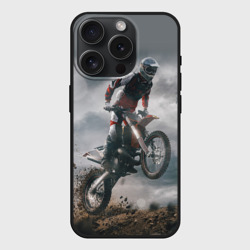 Чехол силиконовый для Apple iPhone 15 Pro Мax матовый Мотокросс КТМ motocross KTM +спина