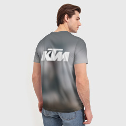 Футболка с принтом Мотокросс КТМ motocross KTM +спина для мужчины, вид на модели сзади №2. Цвет основы: белый