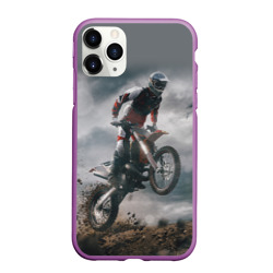 Чехол для iPhone 11 Pro Max матовый Мотокросс КТМ motocross KTM +спина