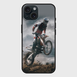 Чехол силиконовый для Apple iPhone 15 матовый Мотокросс КТМ motocross KTM +спина