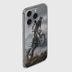 Чехол для iPhone 15 Pro Max силиконовый с защитой камеры Мотокросс КТМ motocross KTM +спина - фото 2