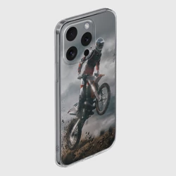 Чехол для iPhone 15 Pro силиконовый с защитой камеры Мотокросс КТМ motocross KTM +спина - фото 2