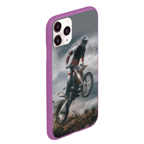 Чехол для iPhone 11 Pro Max матовый Мотокросс КТМ motocross KTM +спина, цвет фиолетовый - фото 3