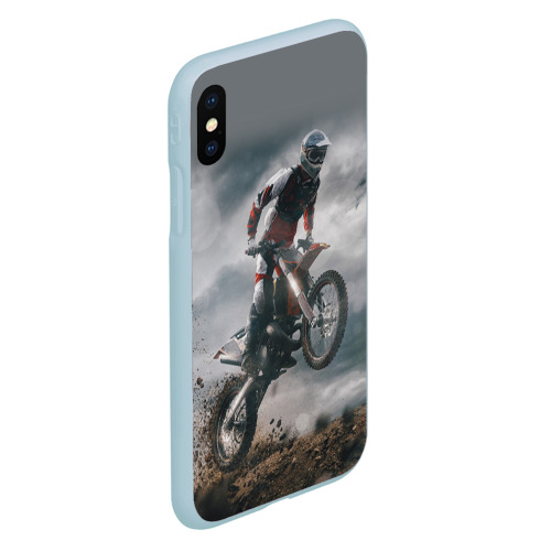 Чехол для iPhone XS Max матовый Мотокросс КТМ motocross KTM +спина, цвет голубой - фото 3