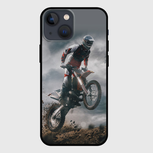 Чехол для iPhone 13 mini Мотокросс КТМ motocross KTM +спина