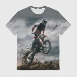 Мужская футболка 3D Мотокросс КТМ motocross KTM +спина