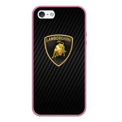 Чехол для iPhone 5/5S матовый Lamborghini logo n carbone