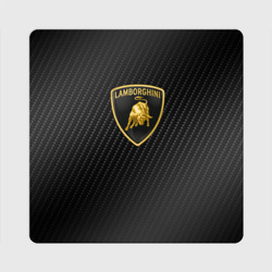 Магнит виниловый Квадрат Lamborghini logo n carbone