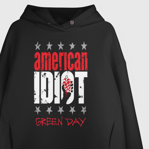 Женское худи Oversize хлопок Green Day, цвет черный - фото 3