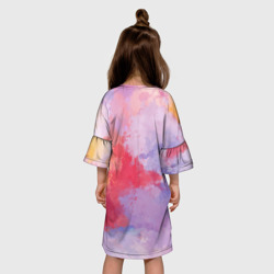 Платье с принтом Энчантималс для ребенка, вид на модели сзади №2. Цвет основы: белый