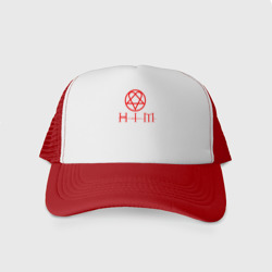 Кепка тракер с сеткой HIM logo red ХИМ лого