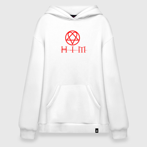 Худи SuperOversize хлопок HIM logo red ХИМ лого, цвет белый