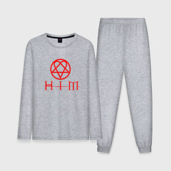 Мужская пижама с лонгсливом хлопок HIM logo red ХИМ лого