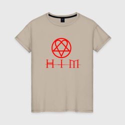 Женская футболка хлопок HIM logo red ХИМ лого