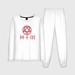 Женская пижама с лонгсливом хлопок HIM logo red ХИМ лого