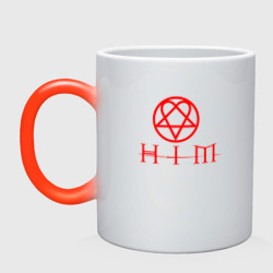 Кружка хамелеон HIM logo red ХИМ лого