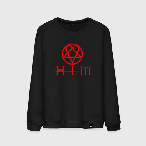 Мужской свитшот хлопок HIM logo red ХИМ лого, цвет черный