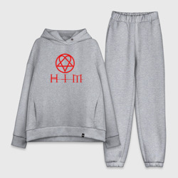 Женский костюм хлопок Oversize HIM logo red ХИМ лого