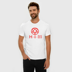 Мужская футболка хлопок Slim HIM logo red ХИМ лого - фото 2