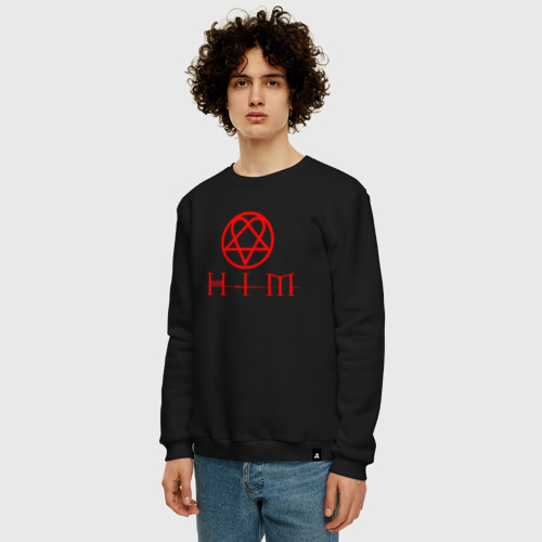 Мужской свитшот хлопок HIM logo red ХИМ лого, цвет черный - фото 3