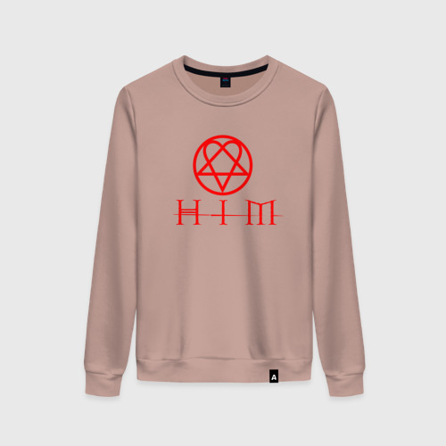 Женский свитшот хлопок HIM logo red ХИМ лого, цвет пыльно-розовый