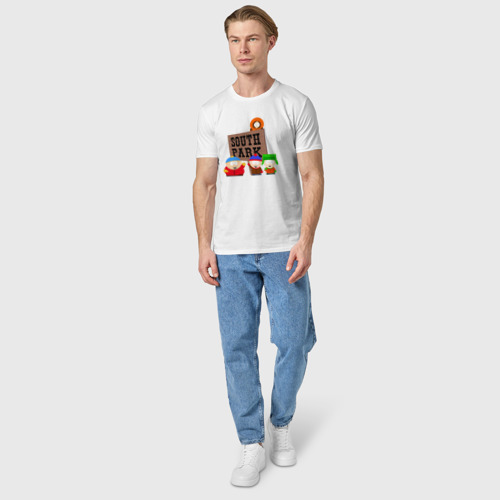 Мужская футболка хлопок South Park - персонажи с логотипом, цвет белый - фото 5