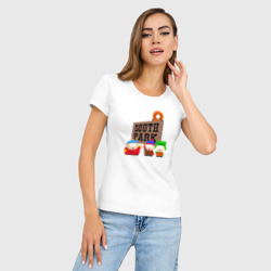 Женская футболка хлопок Slim South Park - персонажи с логотипом - фото 2