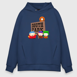 Мужское худи Oversize хлопок South Park - персонажи с логотипом