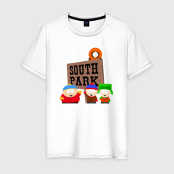 South Park - персонажи с логотипом – Мужская футболка хлопок с принтом купить со скидкой в -20%