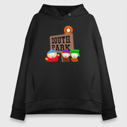 Женское худи Oversize хлопок South Park - персонажи с логотипом