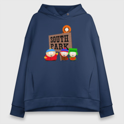 Женское худи Oversize хлопок South Park - персонажи с логотипом