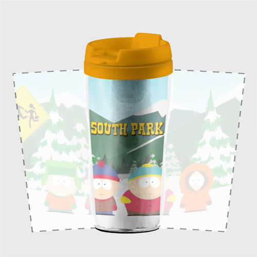 Термокружка-непроливайка Южный Парк South Park, цвет желтый - фото 2