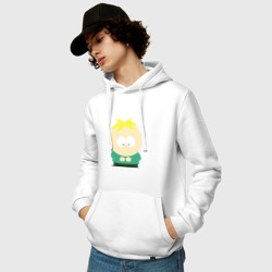 Толстовка с принтом South Park Баттерс для мужчины, вид на модели спереди №2. Цвет основы: белый