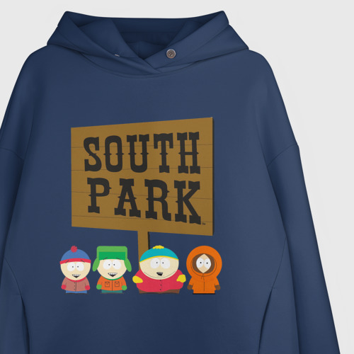 Женское худи Oversize хлопок South Park, цвет темно-синий - фото 3